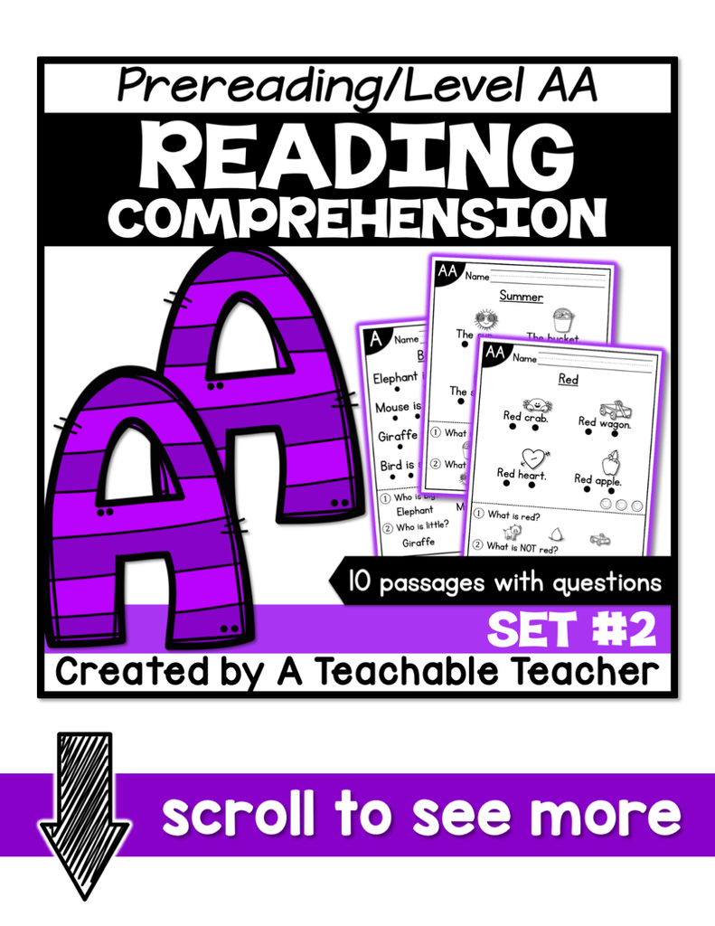 Level AA Reading Comprehension Passages and Questions - Set Two – A ...