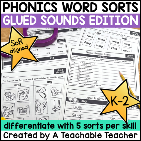 Glued Sounds Word Sorts | Phonics & Decodable Intervention Activities for K-2