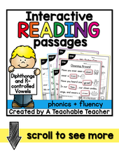 Interactive Reading Passages - Diphthongs and R-controlled Vowels
