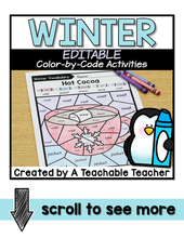 Editable Winter Color-by-Code Activities