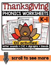 Thanksgiving Phonics Bundle- NO PREP