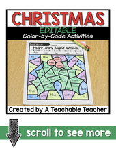 Editable Christmas Color-by-Code Activities