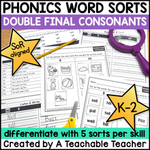 Double Final Consonants Word Sorts | Phonics & Decodable Intervention Activities