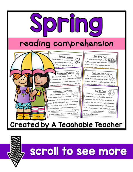 Easy Spring Reading Spring Reading Comprehension – A Teachable Teacher