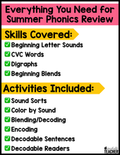 Summer Review Phonics Bundle- NO PREP