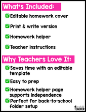 Editable Homework Folder for Primary Grades