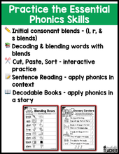Christmas Blends Activities- NO PREP Phonics Worksheets