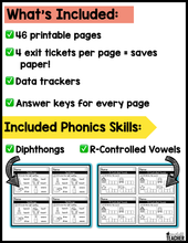 Phonics Exit Tickets - The Diphthongs and R-Controlled Vowels Edition