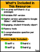 All-in-One Reading Passages- Hard and Soft C and G Set #2