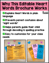 Heart Words Parent Letter Brochure for SOR High Frequency Words