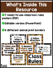 Editable Class Rules Posters - Animal Prints