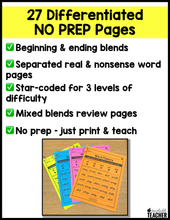 1 Page Wonders for Building Word Fluency - Blends