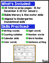 Kindergarten Independent Work - December/January