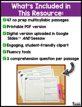 Multisyllabic Words Reading Passages - All-in-One BUNDLE