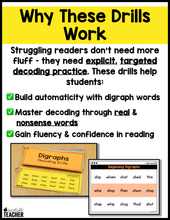 Decoding Drills for Building Phonics Fluency - The Digraphs Edition