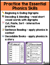 Halloween Digraphs Activities- NO PREP Phonics Worksheets