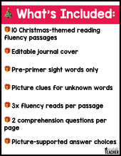 Kindergarten Christmas Reading Comprehension - Pre-Primer Words