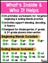 Blends - Words with Blends Worksheets Reading Intervention