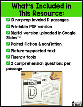 Level D Reading Comprehension Passages and Questions