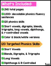 Phonics Based Fluency Sentences- THE BUNDLE