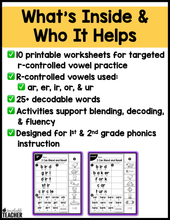 Blend and Read - R-Controlled Vowel Words
