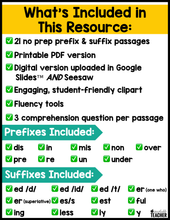 All-in-One Reading Passages - Prefixes and Suffixes