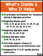 Interactive Reading Passages - Blends and Digraphs