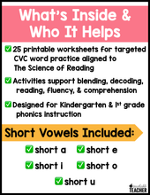 CVC Words Phonics Worksheets - The Science of Reading