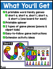 Phonics Word Family Slide Game - Short Vowel Edition