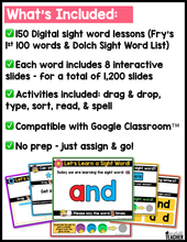 Digital High Frequency Word Lessons- SET #1