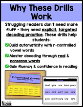 Decoding Drills for Building Phonics Fluency - R-Controlled Vowels Edition