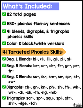 Phonics Based Fluency Sentences - Blends, Digraphs, and Trigraphs