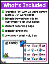 Snowman Word Families - Center Activity