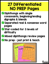 1 Page Wonders for Building Word Fluency - Diphthongs