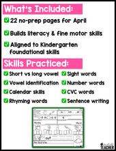Kindergarten Independent Work - April