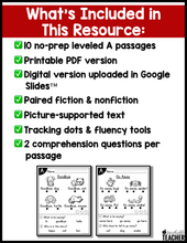 Level A Reading Comprehension Passages and Questions - Set Two
