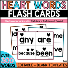 Heart Words Flash Cards for Science of Reading High Frequency Words List
