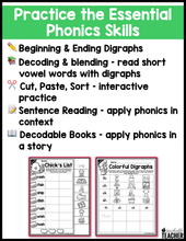 Easter Digraphs Activities- NO PREP Phonics Worksheets