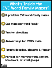 Word Family Mazes - CVC Edition