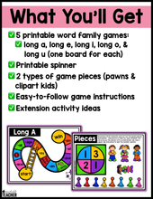 Phonics Word Family Slide Game - Long Vowel Edition