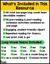 Long Vowel Teams Decodable Readers