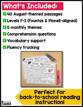 August Guided Reading Passages - Levels F-I