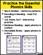 Halloween CVC Words Activities- NO PREP Phonics Worksheets