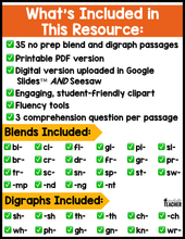 All-in-One Reading Passages - Blends and Digraphs Set #2