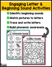 Summer Review Letter Sounds Activities- NO PREP Phonics Worksheets