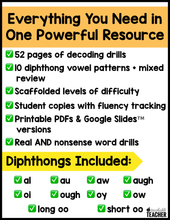 Decoding Drills for Building Phonics Fluency - The Diphthongs Edition