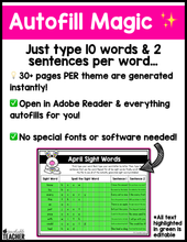 Editable Monthly High Frequency Word Printables - The BUNDLE