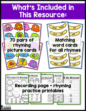Ice Cream for Rhyming Center and Printables
