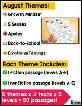 August Guided Reading Passages - Levels A-E