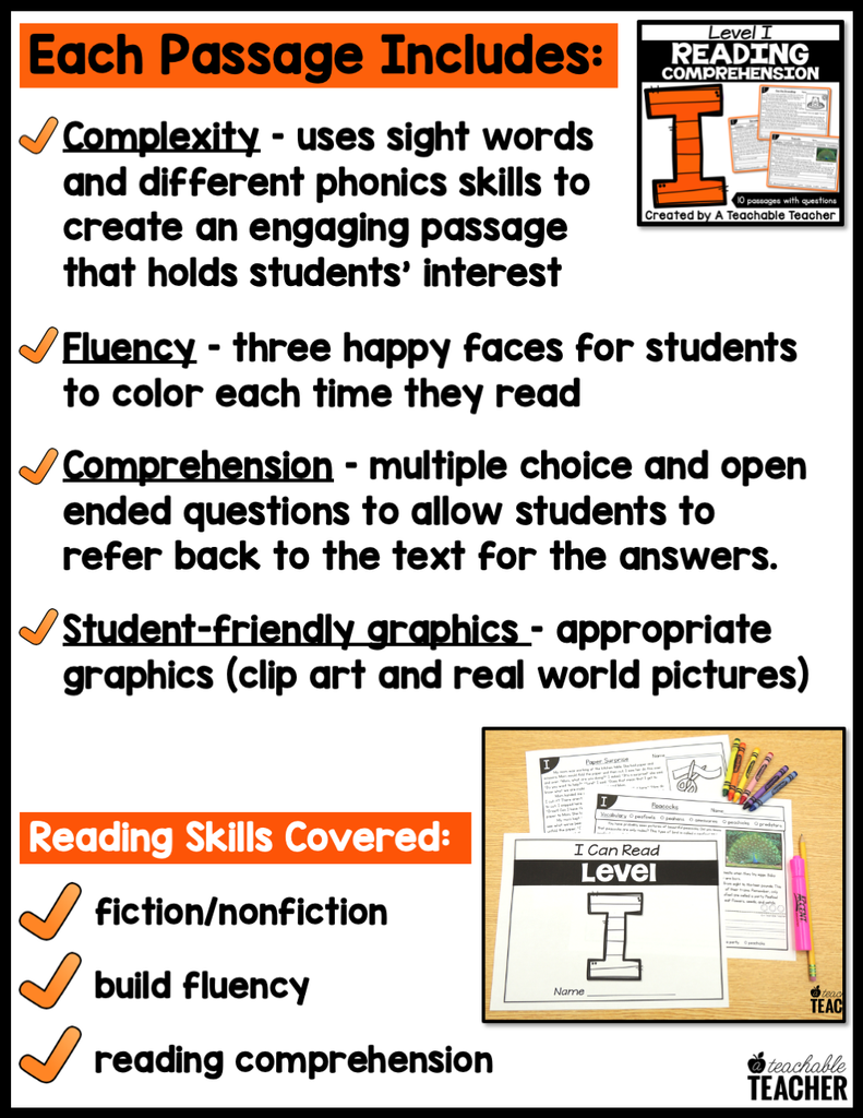 Level I Reading Level I Reading Comprehension Passages and Questions – A Teachable Teacher
